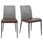 Rasmus Side Chair // Light Brown Leatherette + Gray Fabric + Matte Black Legs // Set of 2