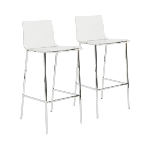 Chloe Bar Stool // Clear Acrylic + Chrome Legs // Set of 2