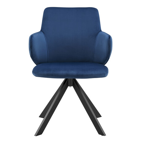 Vigo Swivel Side Chair // Blue Velvet + Black Steel Legs