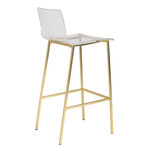 Chloe Bar Stool // Clear Acrylic + Matte Brushed Gold Legs // Set of 2
