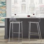 Chloe Counter Stool // Clear Acrylic + Chrome Legs // Set of 2