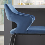 Vidar Counter Stool in Blue Velvet + Black Steel Legs