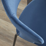 Vidar Counter Stool in Blue Velvet + Black Steel Legs