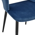 Vidar Side Chair in Blue Velvet with Black Steel Legs // Set of 1