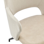 Darcie Armchair // Light Beige Fabric + Beige Leatherette + Black Base