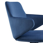 Vigo Swivel Side Chair // Blue Velvet + Black Steel Legs