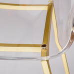 Chloe Bar Stool // Clear Acrylic + Matte Brushed Gold Legs // Set of 2