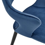 Vidar Side Chair in Blue Velvet with Black Steel Legs // Set of 1