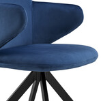 Vigo Swivel Side Chair // Blue Velvet + Black Steel Legs