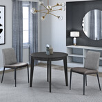 Rasmus Side Chair // Dark Gray Leatherette + Light Gray Fabric + Matte Black Legs // Set of 2