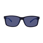 Ferragamo Mens SF938S 435 Square Sunglasses // Navy Blue + Blue Mirror