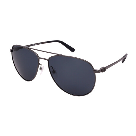 Ferragamo Mens SF157S 015 Aviator Sunglasses //  Dark Gunmetal + Blue