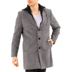 Button Up Hooded Coat // Gray Melange (M)