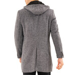 Button Up Hooded Coat // Gray Melange (M)