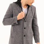 Button Up Hooded Coat // Gray Melange (M)