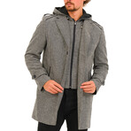 Hooded Chesterfield Coat // Gray Melange (M)