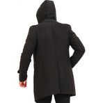 Hooded Chesterfield Coat // Black (M)