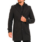 Hooded Chesterfield Coat // Black (M)