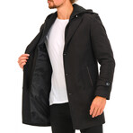 Hooded Chesterfield Coat // Black (M)