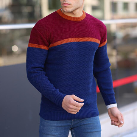 Striped Pullover // Burgundy + Blue (M)