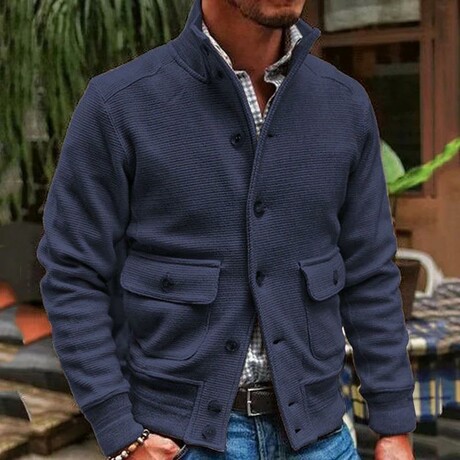 Button Sweater Jacket // Navy Blue (XS)