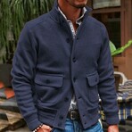Button Sweater Jacket // Navy Blue (L)