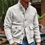 Button Sweater Jacket // White (M)