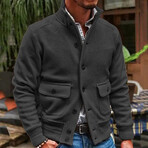Button Sweater Jacket // Black (2XL)