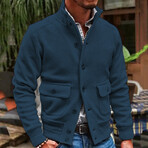 Button Sweater Jacket // Blue (M)