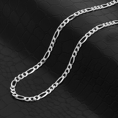 Polished Stainless Steel 4mm Figaro Chain Necklace // 30"