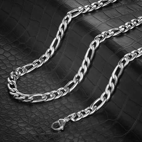 Stainless Steel 9mm Figaro Chain Necklace // Silver