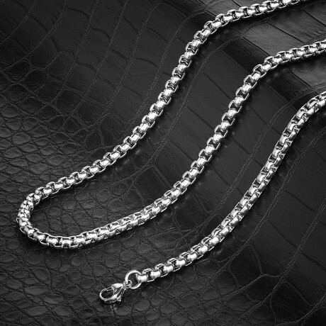 Polished 5mm Box Chain Stainless Steel Necklace // 28"