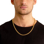 Gold Plated Stainless Steel 3mm Rounded Franco Chain Necklace // 22"