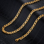 Polished 8mm Figaro Chain Gold Plated Stainless Steel Necklace // 24"