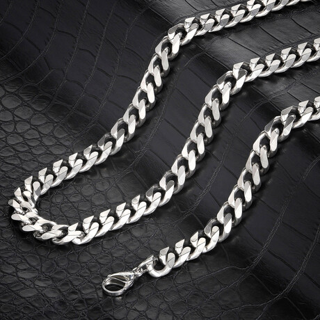 Polished Stainless Steel 10mm Curb Chain Necklace // 24"