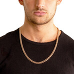 Rose Gold Plated Stainless Steel 7mm Rounded Curb Chain Necklace // 26"