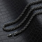 Black Plated Stainless Steel 6mm Rope Chain Necklace // Black