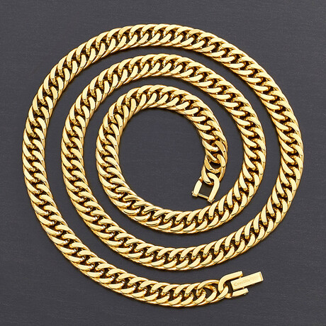 Gold Plated Stainless Steel Cuban Curb Chain Necklace // 24"