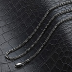 Black Plated Stainless Steel 3.5mm Rounded Curb Chain Necklace // 22"