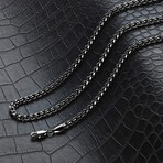 Black Plated Stainless Steel 5mm Rounded Curb Chain Necklace // 24"