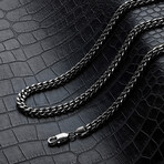 Black Plated Stainless Steel 7mm Rounded Curb Chain Necklace // 26"