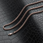 Rose Gold Plated Stainless Steel 3mm Rounded Franco Chain Necklace // 22"