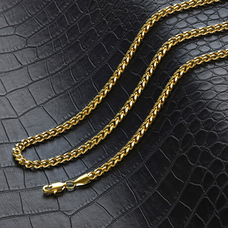 Gold Plated Stainless Steel 5mm Rounded Curb Chain Necklace // 24"