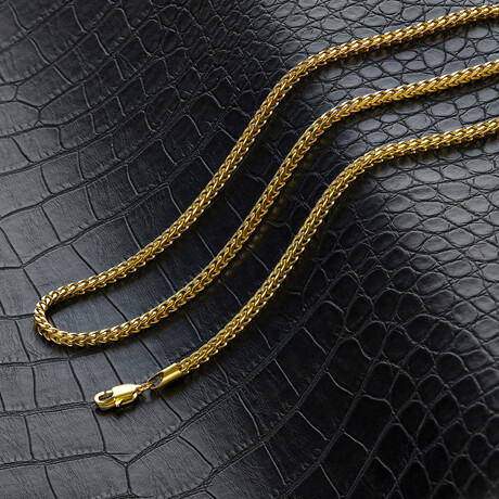 Gold Plated Stainless Steel 3mm Rounded Franco Chain Necklace // 22"