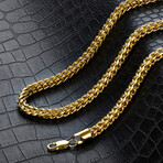 Gold Plated Stainless Steel 7mm Rounded Franco Chain Necklace // 26"