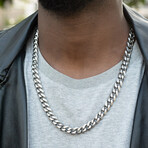 Polished Stainless Steel 10mm Curb Chain Necklace // 24"