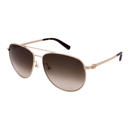 Ferragamo Mens SF157S 717 Aviator Sunglasses // Gold + Brown Gradient