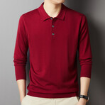Long Sleeve Polo Shirt // Claret (S)