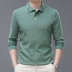 Long Sleeve Polo Shirt Collar Detail // Green (XS)
