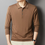Long Sleeve Polo Shirt // Camel (XS)